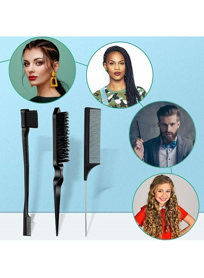 McDou فرشاة شعر سوداء 3 عبوات مشط تصفيف قوي مشط ذيل الجرذ - Image 3