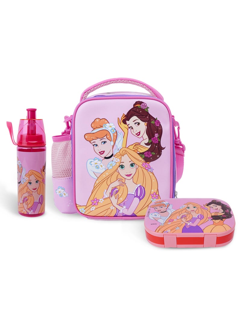 ديزني طقم ديزني برينسيس 3 في 1: حقيبة غداء، زجاجة مياه، وعلبة طعام - Image 1