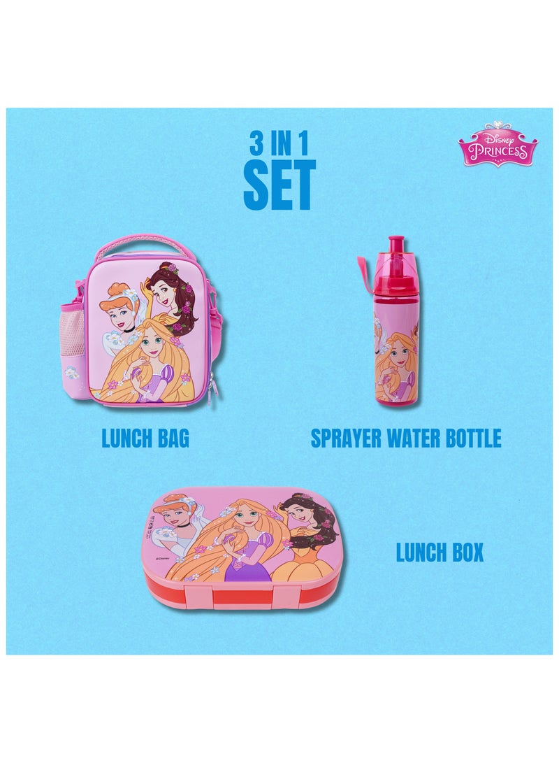 ديزني طقم ديزني برينسيس 3 في 1: حقيبة غداء، زجاجة مياه، وعلبة طعام - Image 3