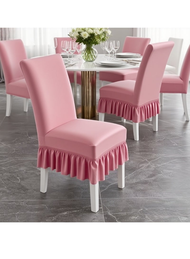 Bluejw Jacquard Skirt Elastic Chair Cover Set Flounces Trim Soft Decorative Luxurious Solid Farmhouse Vintage Washable Soft Stretch Dining Seat Slipcover Removable Parsons Chair Protector - Image 1