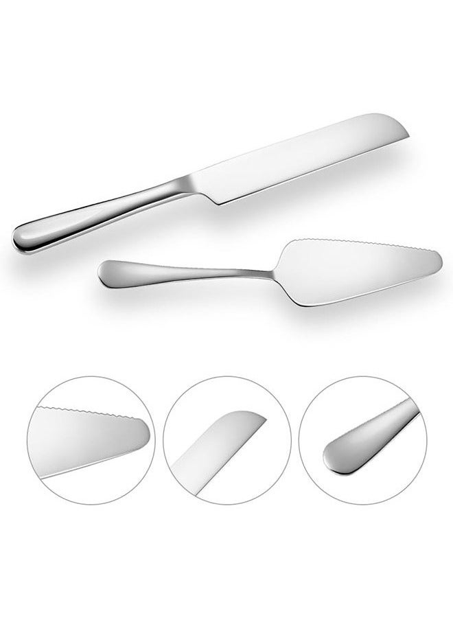 روكاوات مجموعة قطع الكيك ، قاطع الكعكة من الفولاذ المقاوم للصدأ ، سكين كعكة الزفاف ومجموعة ملعقة الخوادم ، بيتزا خبز الكيك ومجموعة فطيرة التقديم (الفضة) - Image 4