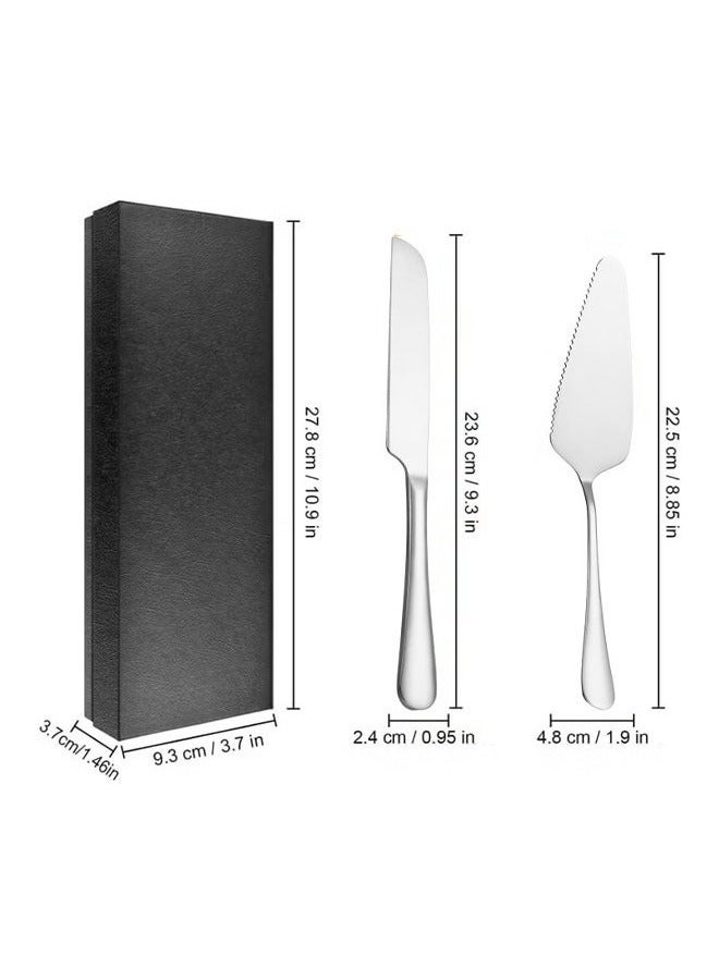 روكاوات مجموعة قطع الكيك ، قاطع الكعكة من الفولاذ المقاوم للصدأ ، سكين كعكة الزفاف ومجموعة ملعقة الخوادم ، بيتزا خبز الكيك ومجموعة فطيرة التقديم (الفضة) - Image 5