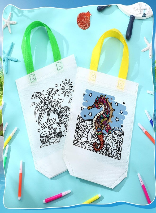SilTriangle 24 Pcs Hawaiian Coloring Goodies Bags with 144 Makers Mandala Tropical Luau Recycle Gift Bag Color Your Own Tote for Kids DIY Painting Art Crafts Summer Beach Birthday Party Favors(Hawaii - Image 4