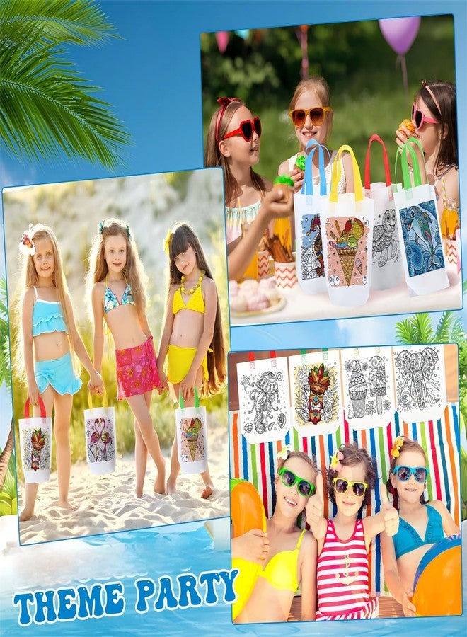 SilTriangle 24 Pcs Hawaiian Coloring Goodies Bags with 144 Makers Mandala Tropical Luau Recycle Gift Bag Color Your Own Tote for Kids DIY Painting Art Crafts Summer Beach Birthday Party Favors(Hawaii - Image 5