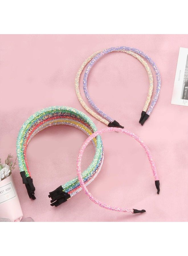 XIMA 14pcs Glitter Headbands for Girls Skinny Sparkle Hairbands Women Hair Loop Hair Accessories - Image 5