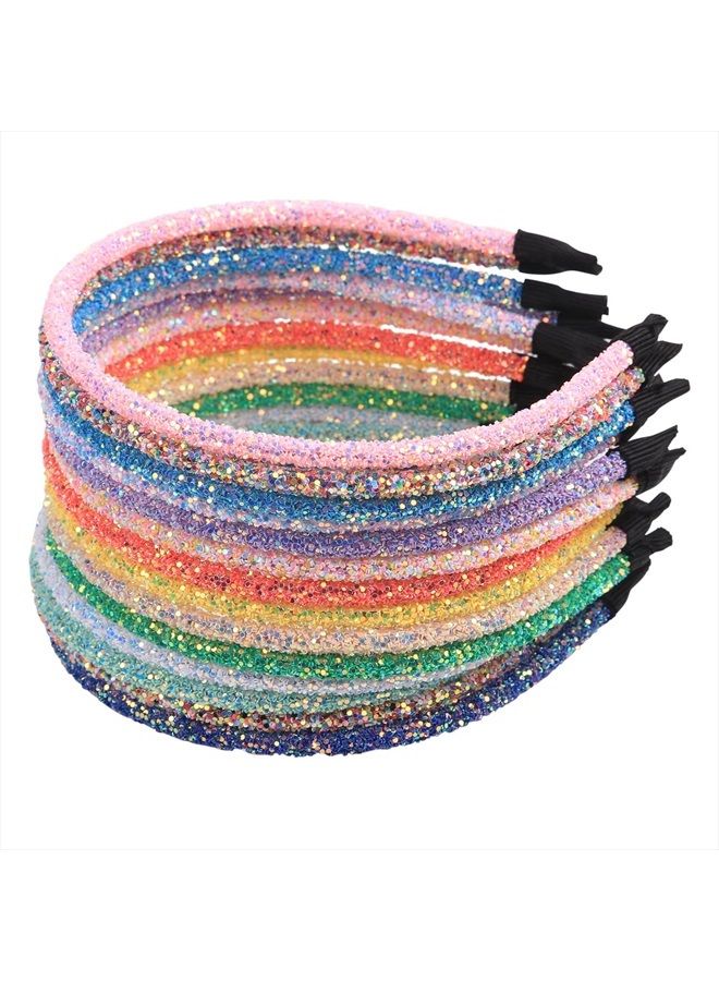 XIMA 14pcs Glitter Headbands for Girls Skinny Sparkle Hairbands Women Hair Loop Hair Accessories - Image 1
