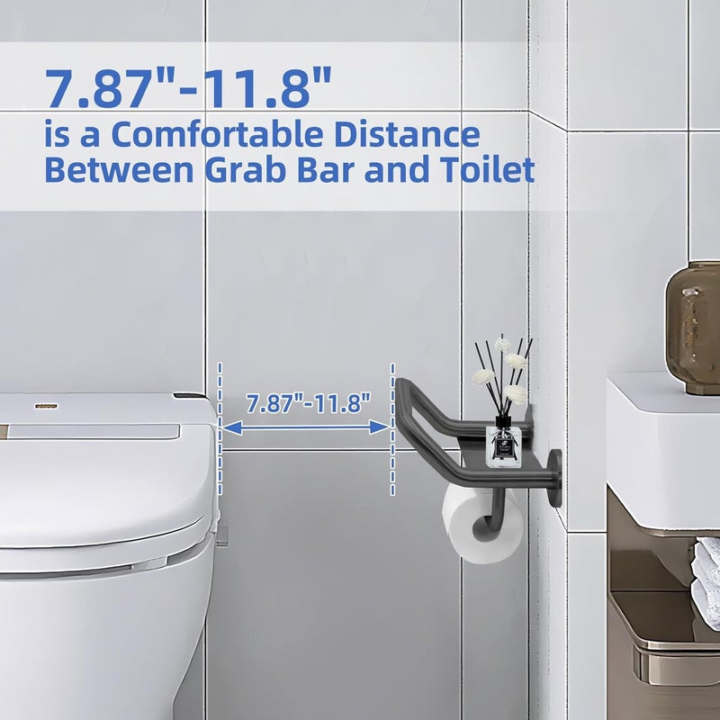 3 In 1 Wall Mounted Toilet Grab Bar For Seniors With Paper Holder Safety Bar And Toilet Paper Assist Bar And Phone Holder - Image 4