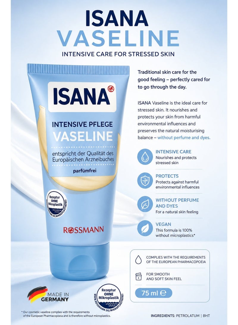 isana German Brand, ISANA Intensive Care Vaseline, 75 ml, Perfect for stressed skin. - Image 2