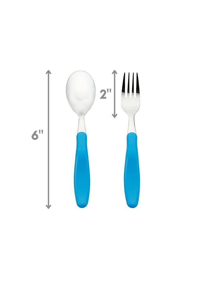 Innobaby Din Din Smart EZ Grip Spoon and Fork with Carrying Case, Utensil Set for Kids and Toddlers, BPA Free (Blue) - Image 3