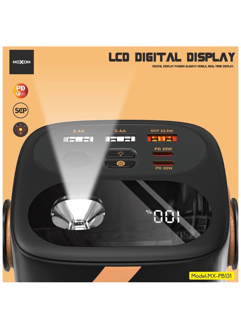 MOXOM MX-PB131 60000mAh Power Bank with LCD Display - Fast Charging - SCP 22.5W - PD 20W - 3 USB Ports and 2 PD Ports - Image 3