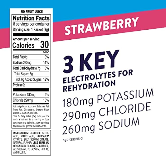 Pedialyte Fast Hydration Electrolyte Powder Packets, Strawberry, Hydration Drink, 8 Single-Serving Powder Packets - Image 2