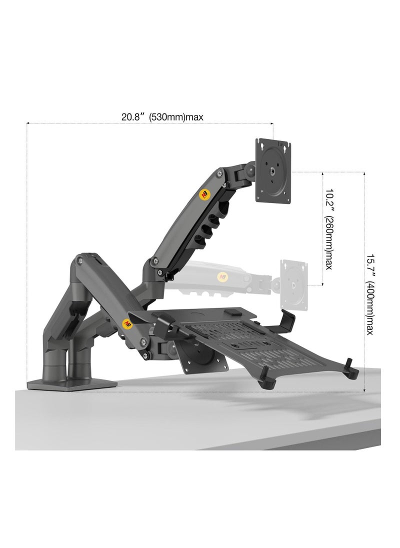 NB - North Bayou F160-FP Full Motion Dual Monitor & Laptop Stand - Image 1