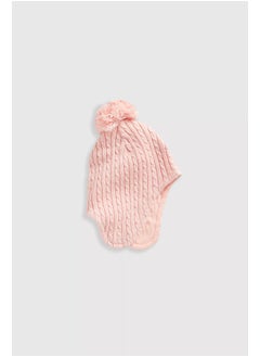 mothercare Pink Knitted Trapper Baby Hat  - Image 1