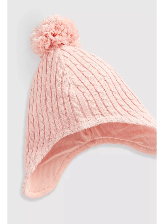 مذركير Pink Knitted Trapper Baby Hat