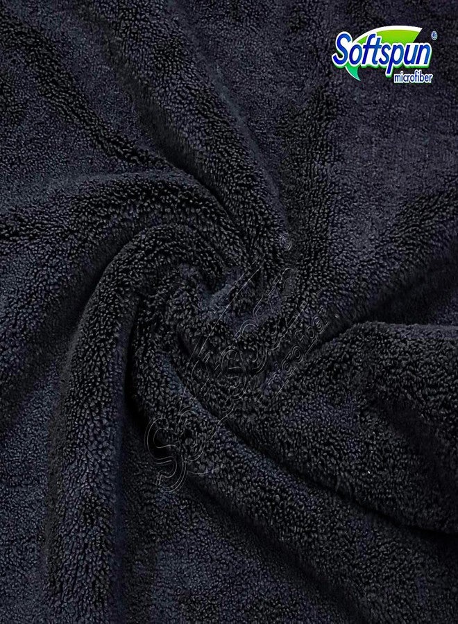 SOFTSPUN Microfiber High Loop Bath & Hair Care Towel, 60X120 Cms 1 pcs Towel Set 380 GSM (Black). Super Soft & Comfortable, Quick Drying, Ultra Absorbent in Large Size. - Image 2