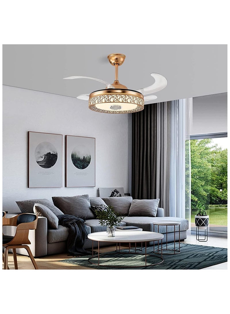 Ceiling Light Fan With Bluetooth Connceting Speaker Tri Colour Temprature Adjustment Fan Six Wind Speed,Reverse Function Modern Technology Fan,Living  - Image 5