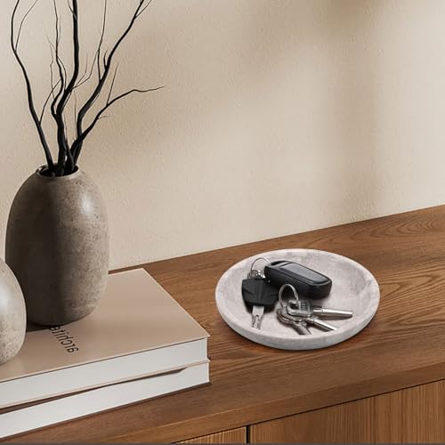 Hipiwe Small Key Bowl for Entryway Nightstand Organizer Tray Travertine Decorative Bowls Round Ring Holder Dish for Candle Trinket Jewelry Dish Home Decor Bowl55 - Image 3