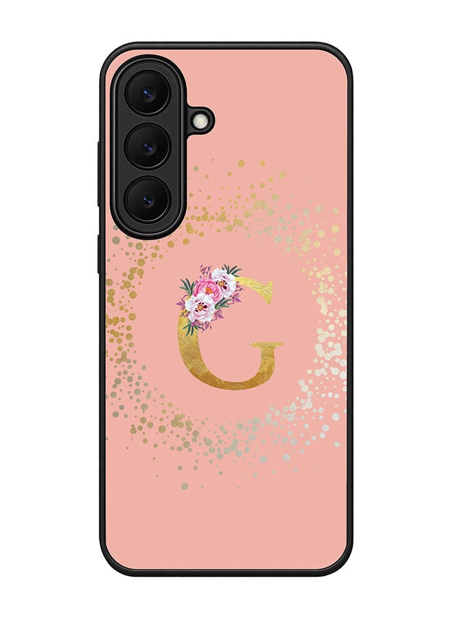 Stylizedd Rugged Case for Samsung Galaxy S26 FE- Slim Fit Hybrid Rubber Cover Floral Monogram - G (Rose Pink)