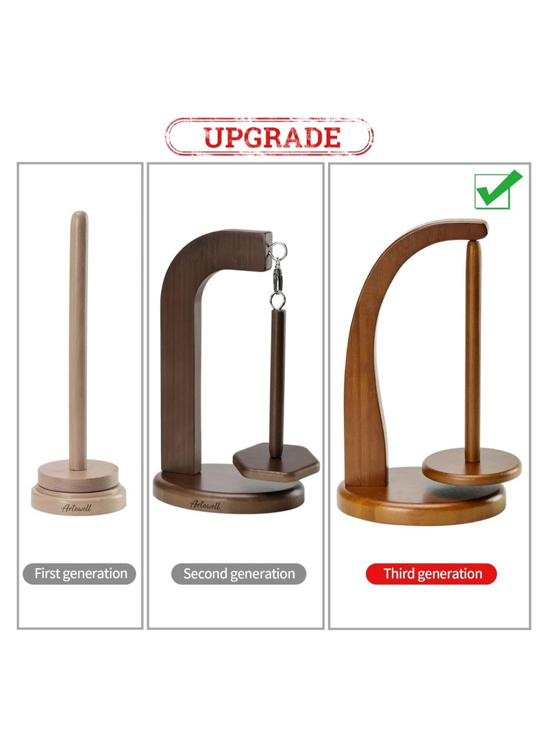 Magnetic Wooden Yarn Holder for Knitting and Crocheting, Rotating Yarn Ball Stand, Ideal Crochet Accessories and DIY Craft Gift (Retro Color)  - Image 3