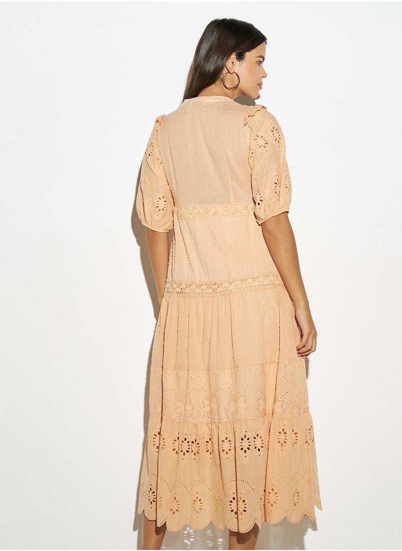 2Xtremz - 2Xtremz Midi Dress with Ruffles and Short Sleeves - Image 1