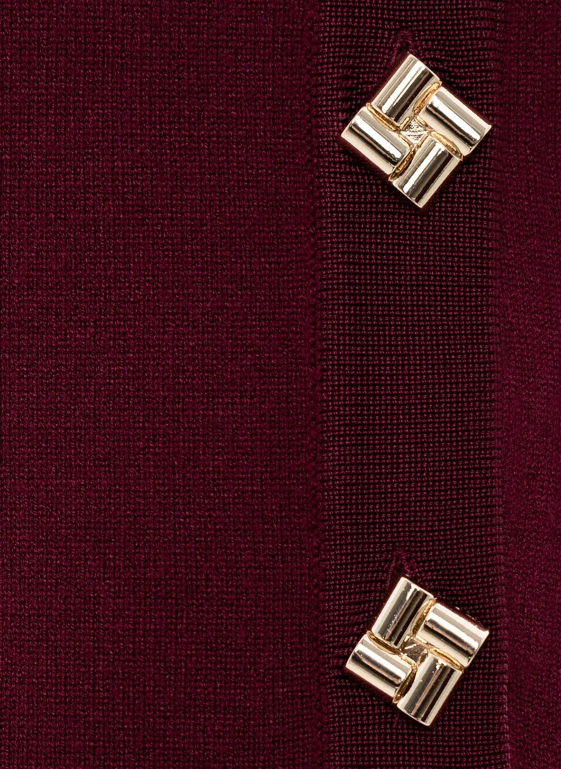 Lichi  Jersey midi dress with triangular collar and large buttons for Women | Best Price UAE