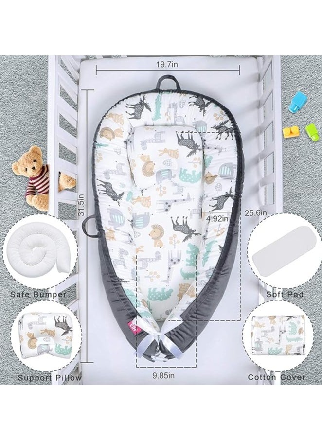 Moro Moro Cotton Baby Nest with Full Zipper – Adjustable & Portable for Newborns  - Image 2