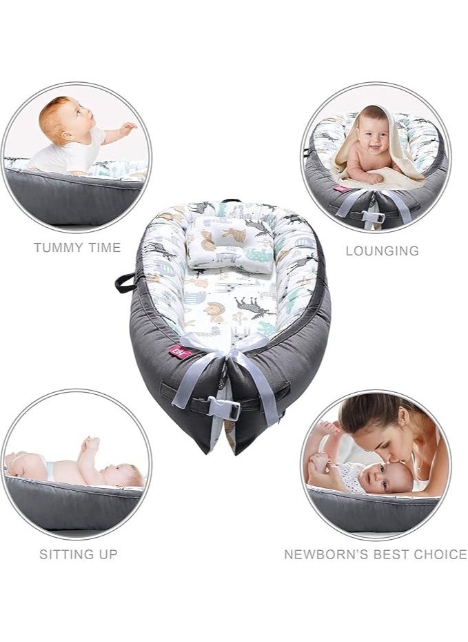 Moro Moro Cotton Baby Nest with Full Zipper – Adjustable & Portable for Newborns  - Image 4