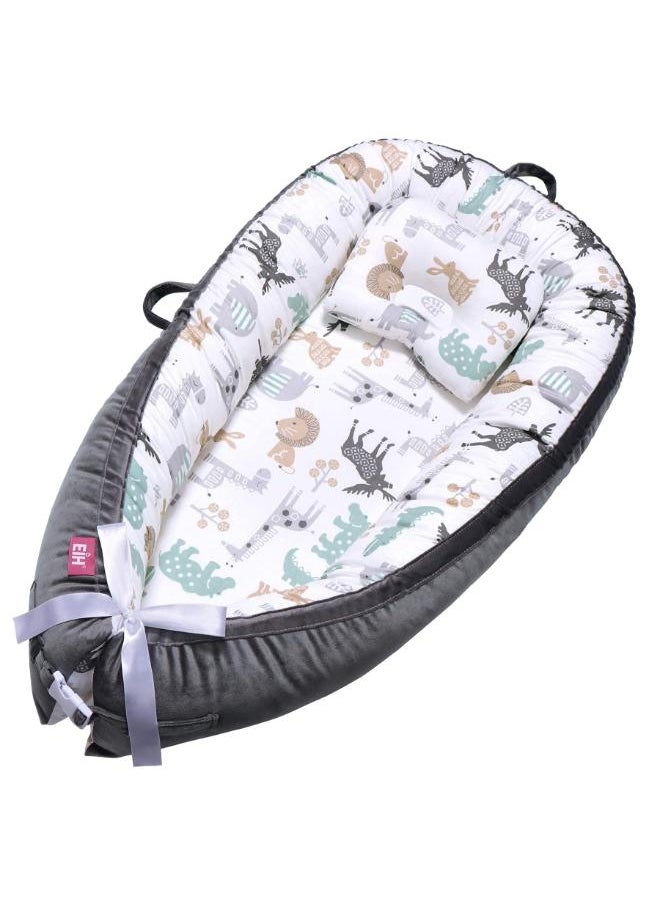 Moro Moro Cotton Baby Nest with Full Zipper – Adjustable & Portable for Newborns  - Image 1