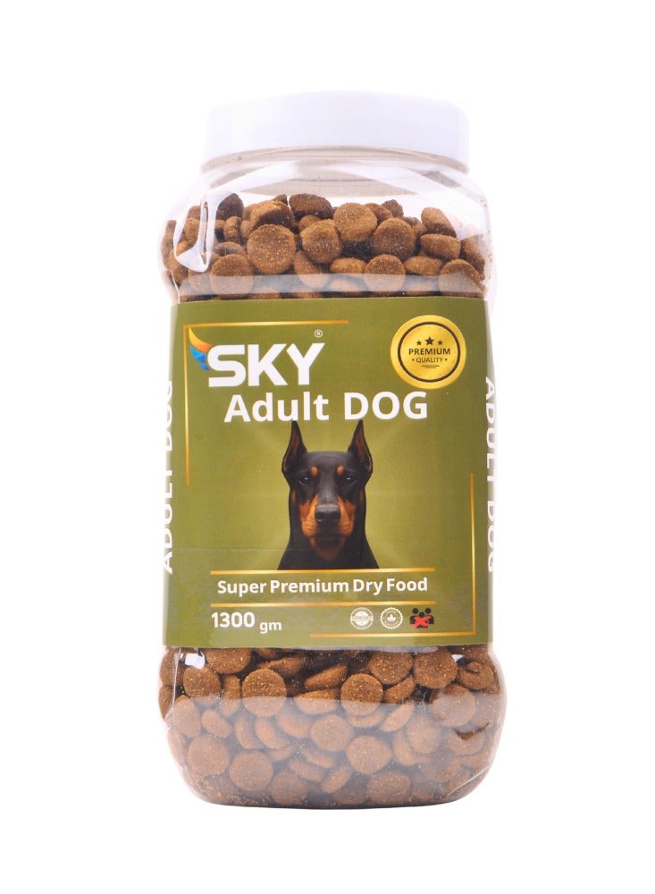 سكاي دراى فود للكلاب البالغة 1.3 كجم - حبيبات دراي فود سوبر بريميوم، تركيبة متكاملة لدعم المفاصل والفرو، للكلاب الكبيرة والنشيطة