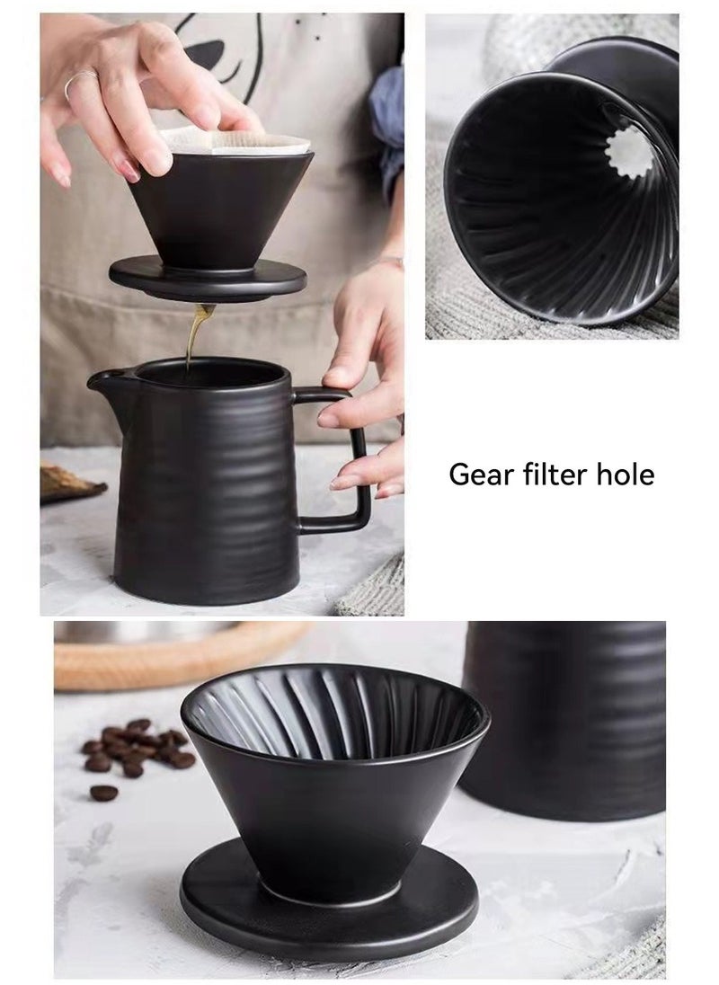 LEOKOR V60 Pour Over Coffee Maker Coffee Server with Glass Coffee Drip Set Coffee Filter 1-2 Cup Home Filter Coffee Maker 500ML Black  - Image 3