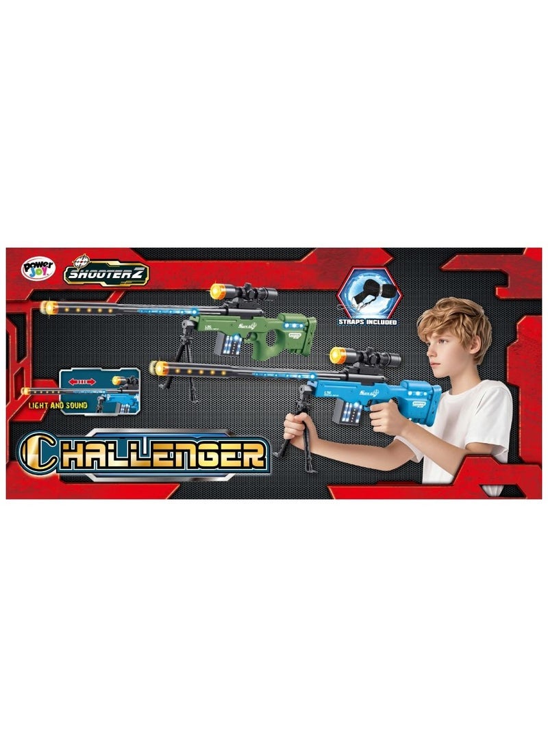 Power Joy بلاستر باور جوي شوتيرز تشالينجر مع ضوء وصوت يعمل بالبطارية، قطعة واحدة متنوعة (قد يختلف اللون) | ألعاب أكشن | لعبة تفاعلية | لعبة بلاستر | مسدس لعبة | هدية للأطفال والبالغين - Image 4