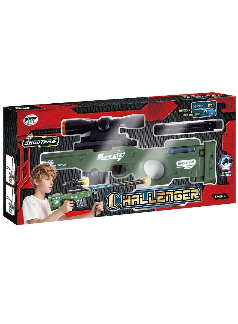 Power Joy بلاستر باور جوي شوتيرز تشالينجر مع ضوء وصوت يعمل بالبطارية، قطعة واحدة متنوعة (قد يختلف اللون) | ألعاب أكشن | لعبة تفاعلية | لعبة بلاستر | مسدس لعبة | هدية للأطفال والبالغين - Image 3