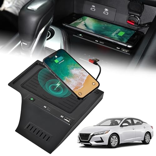 KEWISAUTO Car Wireless Charger for Nissan Sentra S SV SR 20202024 Center Console Charging Panel QC PD Fast Phone Charger Pad for 2020 2021 2022 2023 2024 Nissan Sentra S SV SR Accessories - Image 1