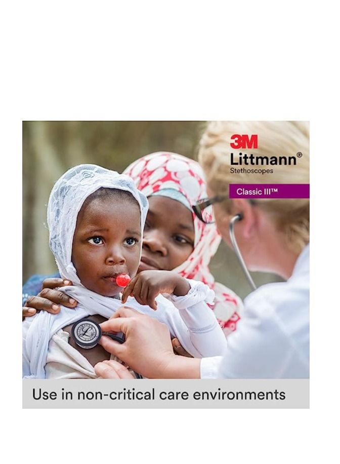 3M Littmann 3M™ Littmann® Classic III™ Stethoscope, Black Edition Chestpiece, Black Tube, 27 inch, 5803  - Image 5