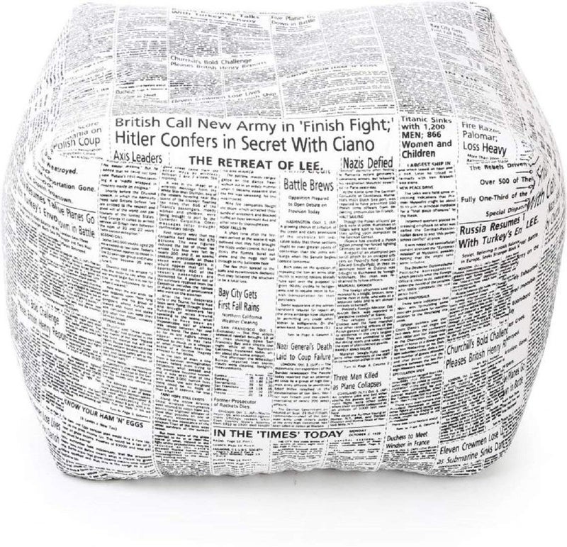ink craft OttomanStoolPouf Bean Bag Cover Without Beans Paper Print Leatherette 22 22 22 inches Square - Image 1