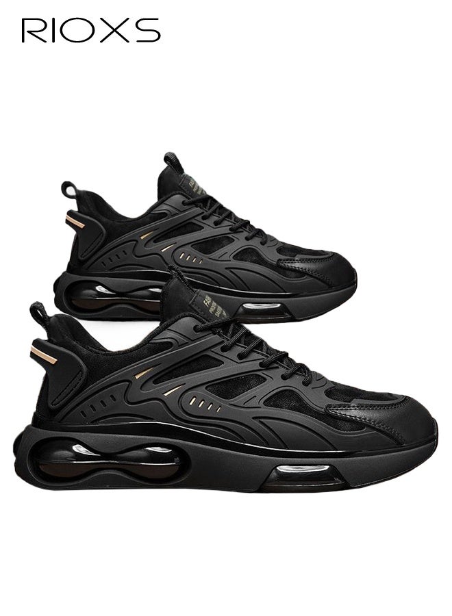 ريوكس حذاء رياضي رجالي بقاعدة سميكة، حذاء رياضي كاجوال خفيف الوزن برباط، حذاء رياضي عصري قابل للتنفس ومقاوم للانزلاق، حذاء للمشي لمسافات طويلة للرجال، حذاء مريح للركض في الهواء الطلق، مناسب للعمل/المشي/الرياضة/السفر لفترات طويلة، مناسب للأب/الصديق/الزوج، لون أس - Image 1