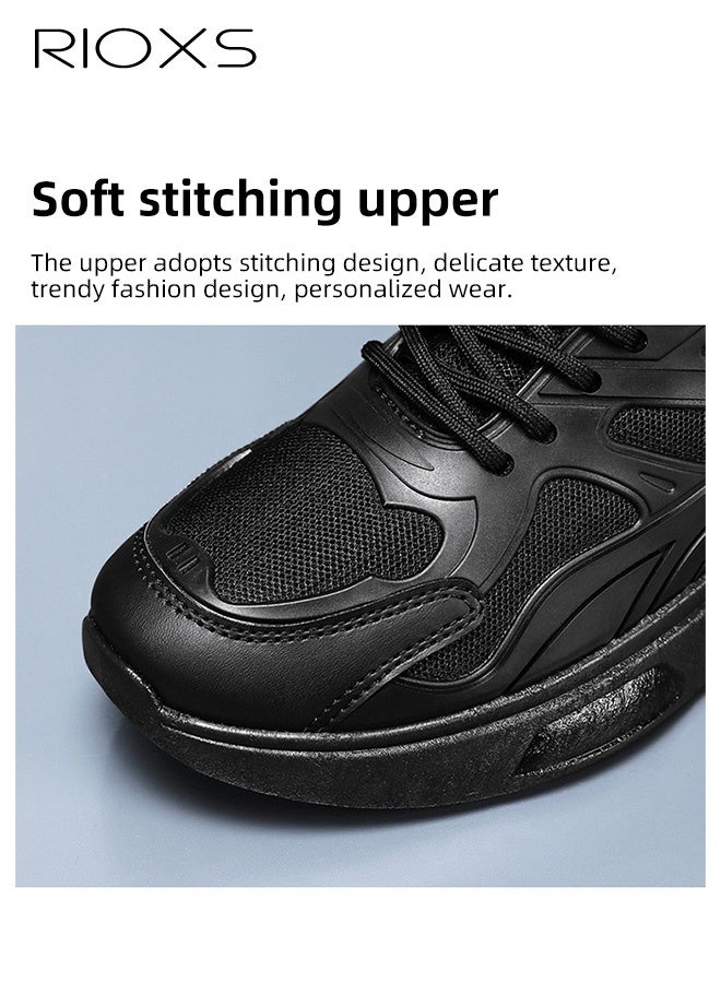 ريوكس حذاء رياضي رجالي بقاعدة سميكة، حذاء رياضي كاجوال خفيف الوزن برباط، حذاء رياضي عصري قابل للتنفس ومقاوم للانزلاق، حذاء للمشي لمسافات طويلة للرجال، حذاء مريح للركض في الهواء الطلق، مناسب للعمل/المشي/الرياضة/السفر لفترات طويلة، مناسب للأب/الصديق/الزوج، لون أس - Image 3