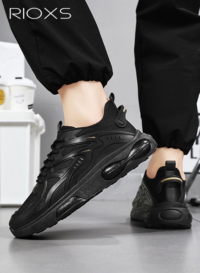 ريوكس حذاء رياضي رجالي بقاعدة سميكة، حذاء رياضي كاجوال خفيف الوزن برباط، حذاء رياضي عصري قابل للتنفس ومقاوم للانزلاق، حذاء للمشي لمسافات طويلة للرجال، حذاء مريح للركض في الهواء الطلق، مناسب للعمل/المشي/الرياضة/السفر لفترات طويلة، مناسب للأب/الصديق/الزوج، لون أس - Image 2