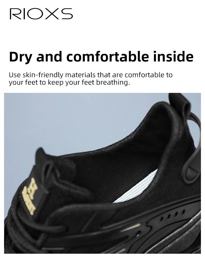 ريوكس حذاء رياضي رجالي بقاعدة سميكة، حذاء رياضي كاجوال خفيف الوزن برباط، حذاء رياضي عصري قابل للتنفس ومقاوم للانزلاق، حذاء للمشي لمسافات طويلة للرجال، حذاء مريح للركض في الهواء الطلق، مناسب للعمل/المشي/الرياضة/السفر لفترات طويلة، مناسب للأب/الصديق/الزوج، لون أس - Image 4