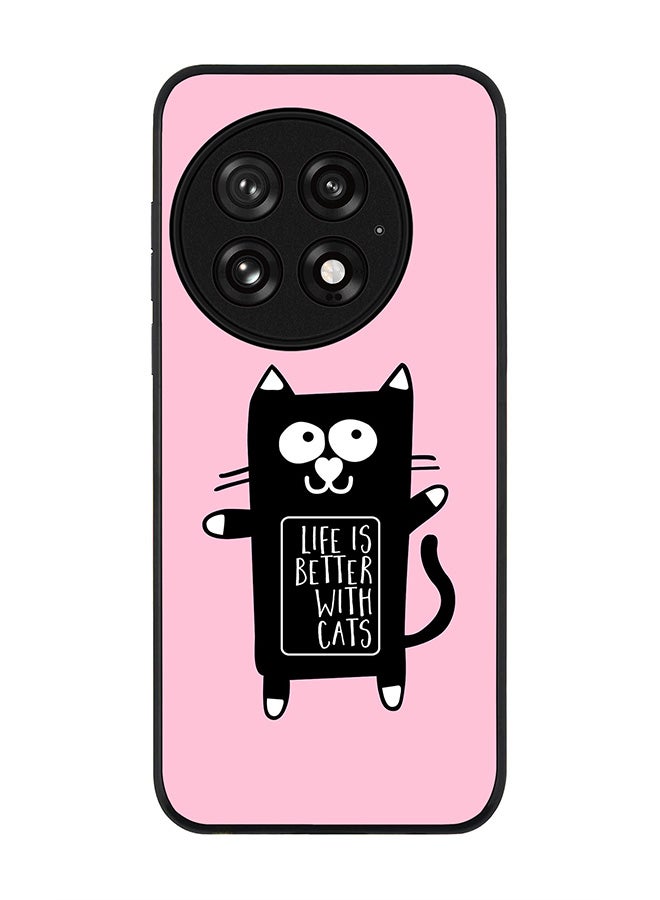 Stylizedd For OnePlus 13 5G Case,Slim fit Camera Protection, Shockproof Thin Phone cover  - Life is better with cats - Image 1