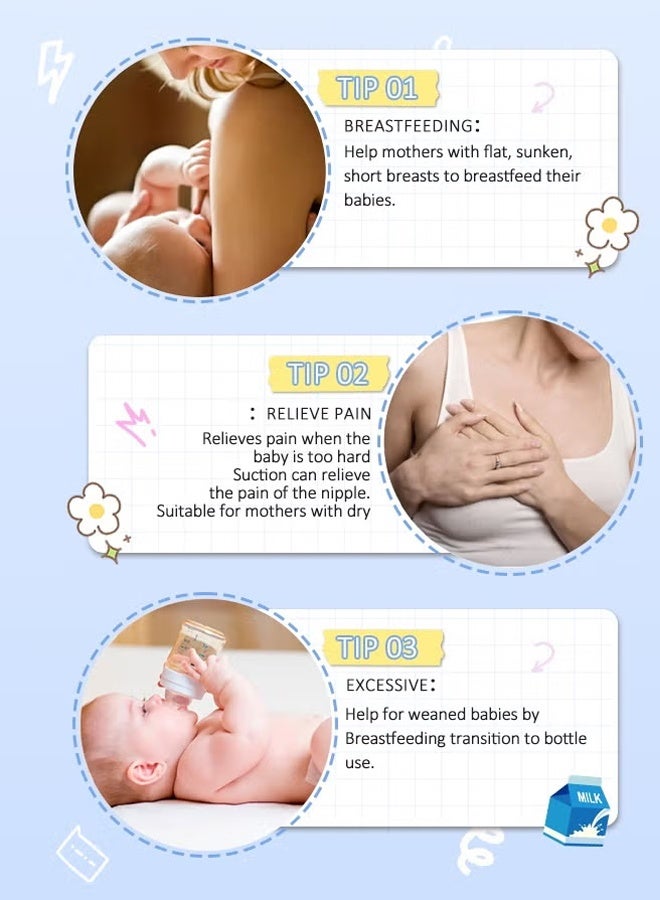 2 Pcs Nipple Shields for Breastfeeding, Ultra Thin Super Soft Food Grade Silicone Nipple Extender, Anti-Choking & Anti-Bite, Petal Base Design for Latch Difficulties, with Portable Carry Case - Image 3