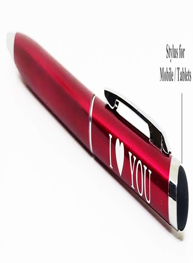 CrownLit Red Metal Pen with Stylus for Lover with I Love You Printed with Wooden Box - Image 4