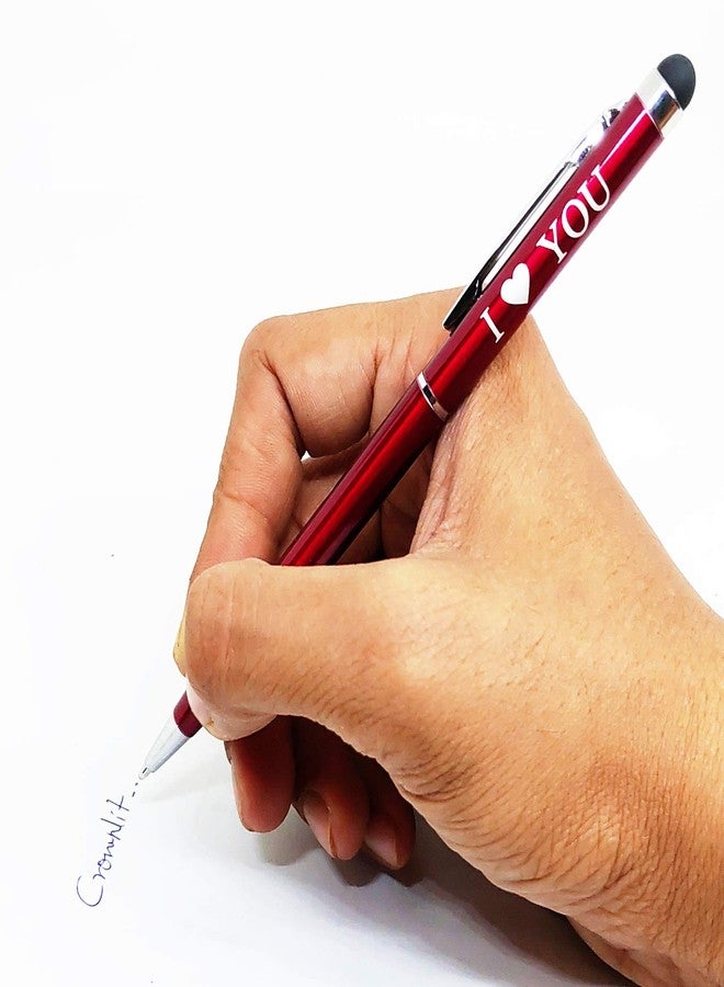 CrownLit Red Metal Pen with Stylus for Lover with I Love You Printed with Wooden Box - Image 5