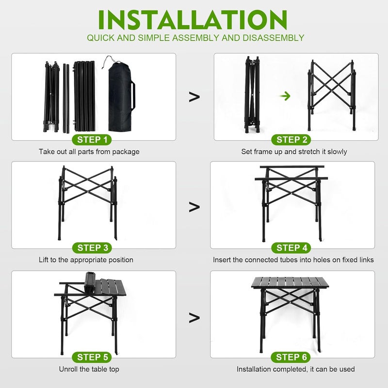 SKY-TOUCH Outdoor Camping Folding Table，Lightweight Folding Table with Aluminum Table Top and Carry Bag, Easy to Carry, Perfect for Outdoor, Picnic, Cooking, Beach, Hiking, Fishing - Image 4