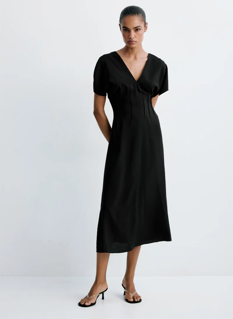 Ruched V-Neck Dress