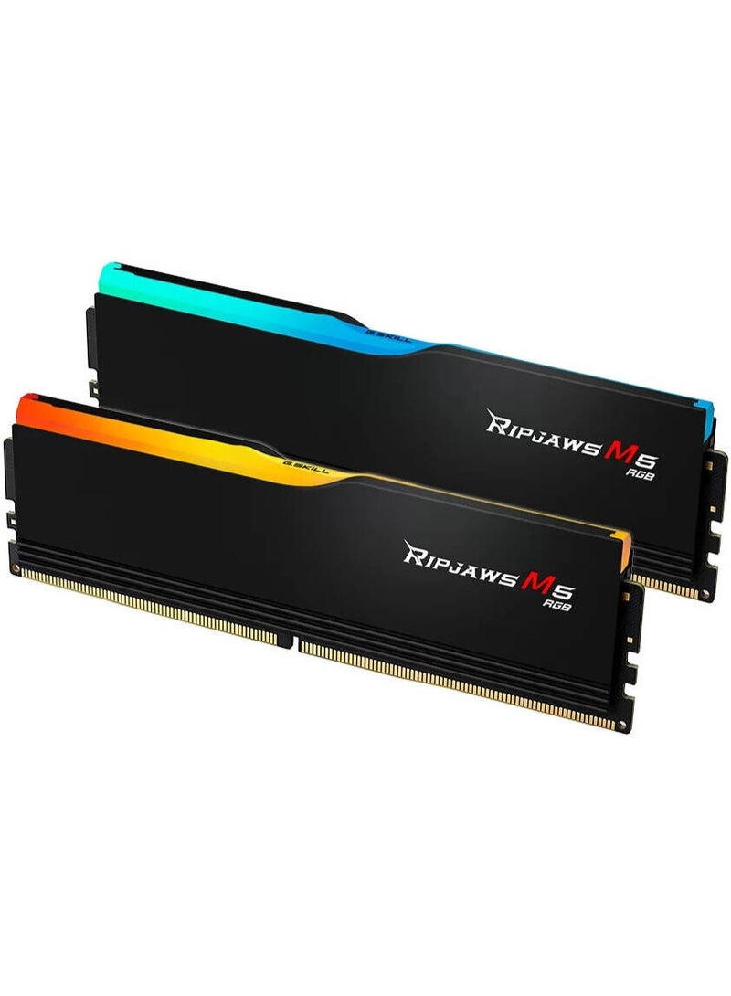 G.Skill Ripjaws M5 RGB Series 96GB (2x48GB) DDR5 Dual Channel Desktop Memory, 6400 MT/s Memory Speed, CL32-39-39-102 Latency, 1.35V Voltage, Intel XMP 3.0, Black | F5-6400J3239F48GX2-RM5RK  - Image 2