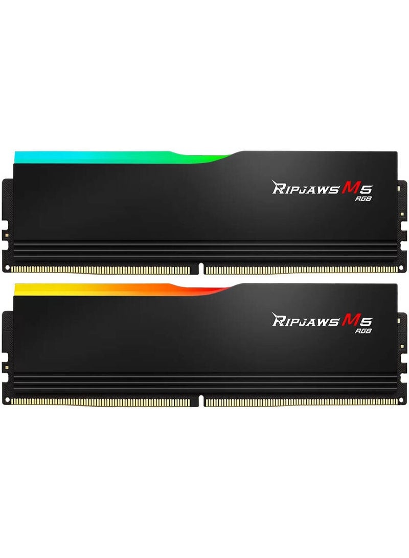 G.Skill Ripjaws M5 RGB Series 96GB (2x48GB) DDR5 Dual Channel Desktop Memory, 6400 MT/s Memory Speed, CL32-39-39-102 Latency, 1.35V Voltage, Intel XMP 3.0, Black | F5-6400J3239F48GX2-RM5RK  - Image 1