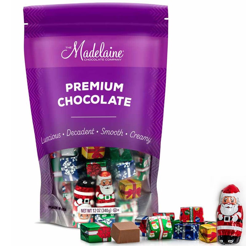 حلوى مادلين لعيد الميلاد متنوعة 12 أونصة - شوكولاتة عيد الميلاد مغلفة بشكل فردي مزيج عطلة سانتا والهدايا - Image 1