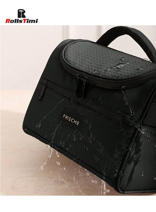 RollsTimi  Lunch Bag for Men Women Large Insulated Thermal Black Lunch Bags Waterproof Lunch Cooler Bag Leakproof Lunch Box with Front Zipper Pocket Adjustable Shoulder Strap for Work Office Camping Picnic - Image 5