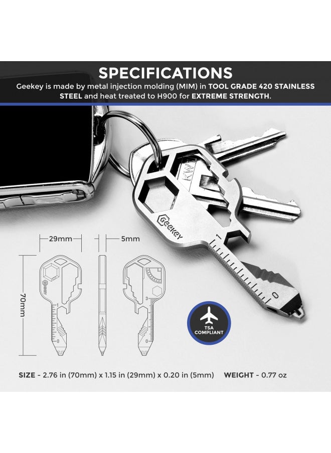 Geekey Geekey Multi-tool | Original Key Shaped Pocket Tool | Stainless Steel Keychain Utility Gadget | 16+ Tools | TSA Safe Multitool | Gift for Men, Women, Valentine's, Groomsmen, Birthday, Father  - Image 4
